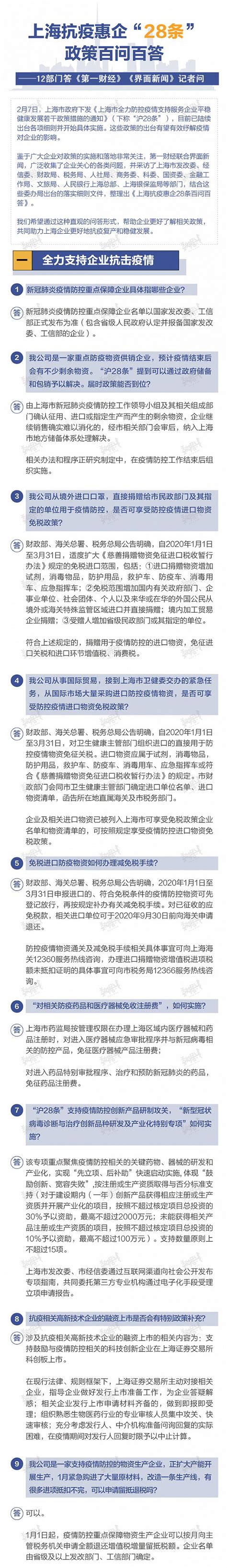 上海抗疫惠企“28条”政策百问百答_新民社会_新民网
