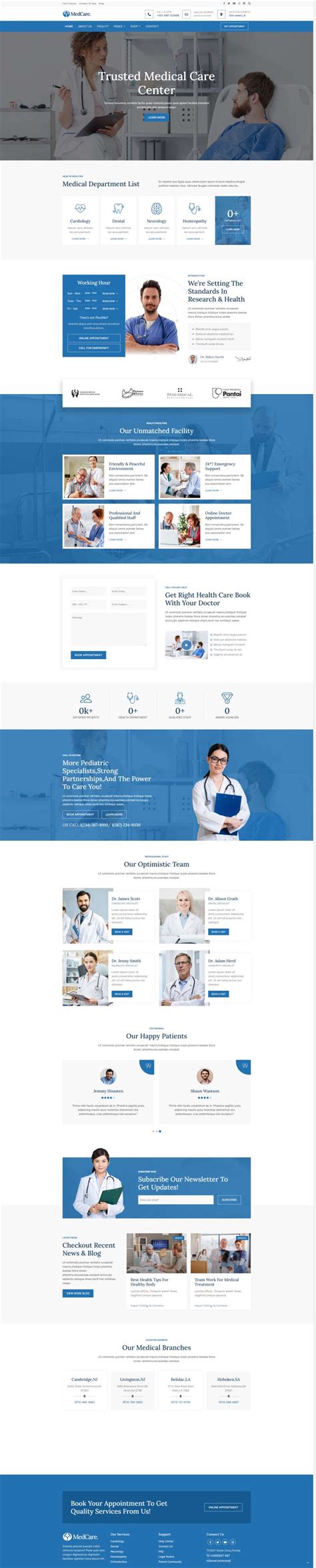 html医院网页源代码，蓝色医疗行业网站设计模板-17素材网