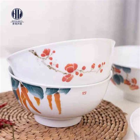 洪窑景德镇手绘釉下彩饭碗陶瓷大面碗日式汤碗家用大号餐具微波炉