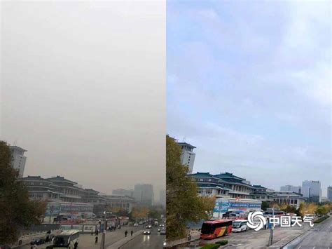 冷空气前后对比 北京同一片天空下的灰与蓝-天气图集-中国天气网