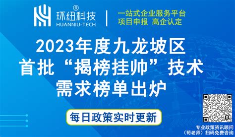 速来看，2023年度九龙坡区首批“揭榜挂帅”技术需求榜单出炉！ - 环纽信息