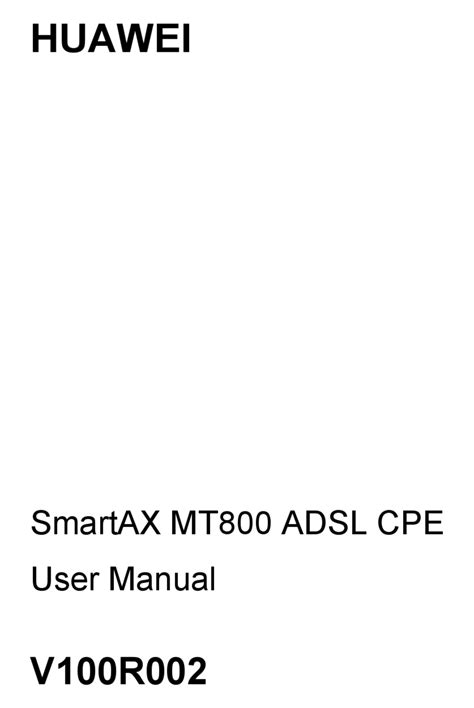 HUAWEI SMARTAX MT800 ADSL CPE USER MANUAL Pdf Download | ManualsLib