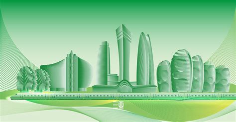三亚地标建筑城市剪影 AI矢量素材_八年设计狮-站酷ZCOOL