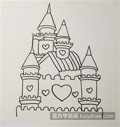 华丽漂亮的城堡儿童画教程 可爱漂亮的城堡儿童画怎么画-露西学画画