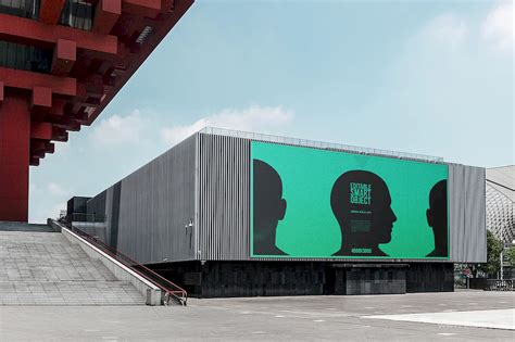 大型建筑物外广告牌样机广告牌绿色创意风格样机海报模板下载-千库网