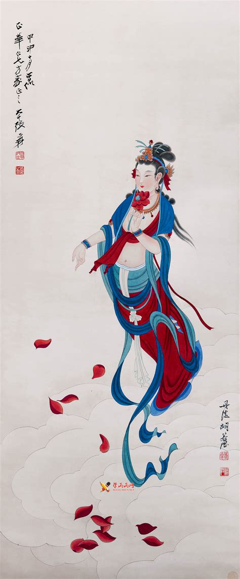 张大千 《菩萨造像》118×49-纸本立轴-露西学画画