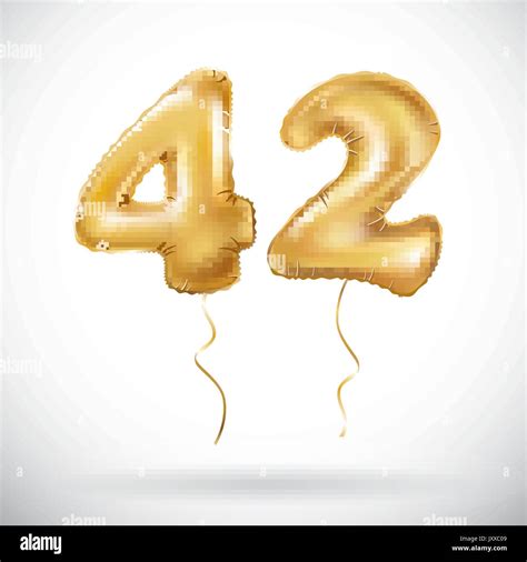 happy birthday 42 golden balloon ~ Graphics ~ Creative Market