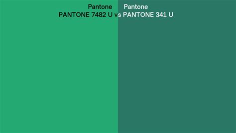 Pantone 7482 U vs PANTONE 341 U side by side comparison