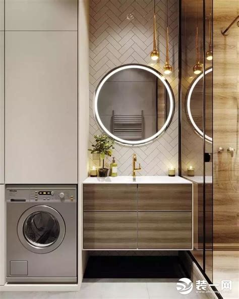 小居室卫生间洗衣机隐藏式收纳柜设计效果图-家居美图_装一网装修效果图