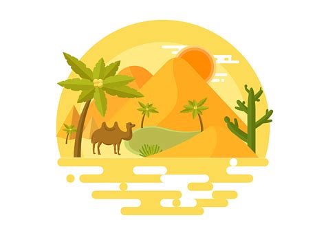 绿洲形状插图沙漠热浪绘图地点绘画气候计算机绿色高清图片下载-正版图片321697620-摄图网