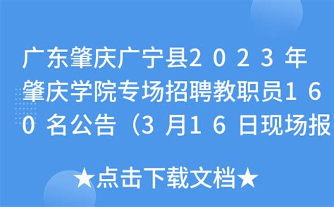 广东肇庆广宁县2023年肇庆学院专场招聘教职员160名公告（3月16日现场报名）