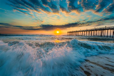 sunset, Bridge, Ocean, Wave Wallpapers HD / Desktop and Mobile Backgrounds