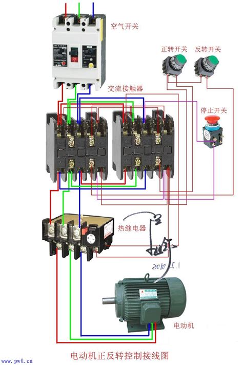 三相电动机正反转接触器互锁实物接线图 - 电工技术 - 电工之家
