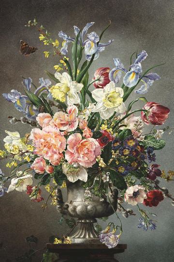 梵高 瓶子中的康乃馨 手绘油画 欧式美式新古典花卉静物装饰挂画-美间设计