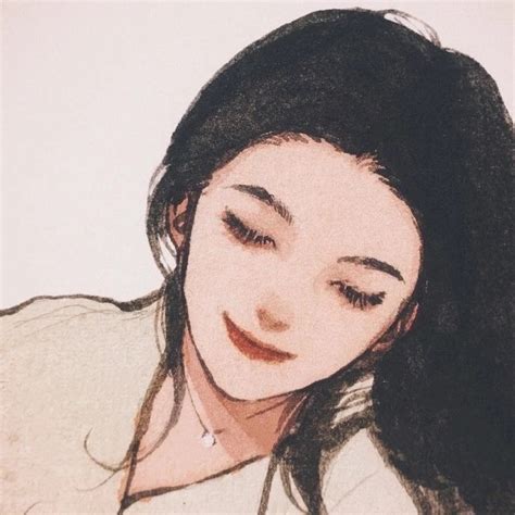 手绘插画女生头像温柔