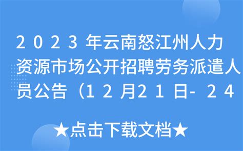 2023年云南怒江州人力资源市场公开招聘劳务派遣人员公告（12月21日-24日报名）