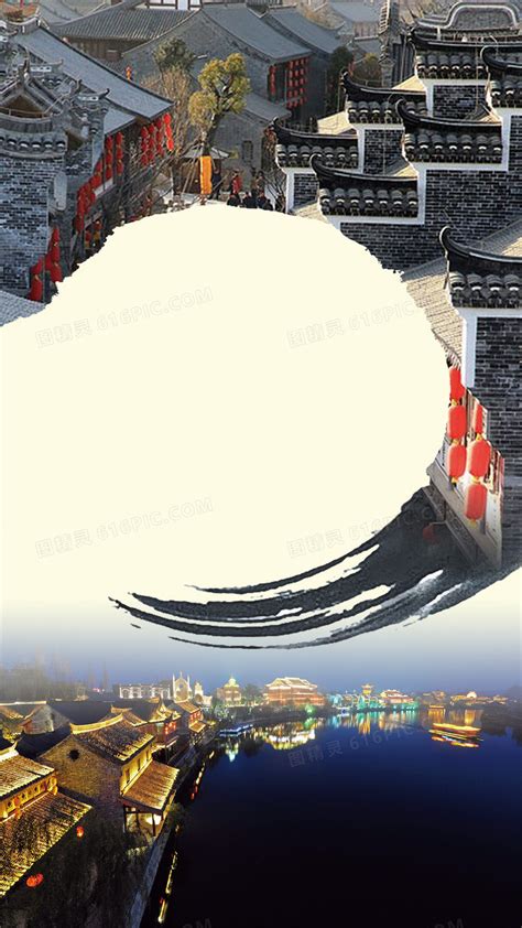 中国风水墨古镇背景背景图片素材免费下载_熊猫办公