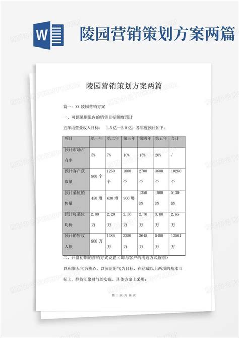 陵园营销策划方案两篇Word模板下载_编号qakxxdmw_熊猫办公