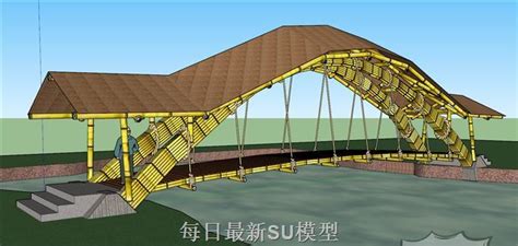 竹制景观桥桥梁su模型(ID26740)_sketchup草图大师模型免费下载网站