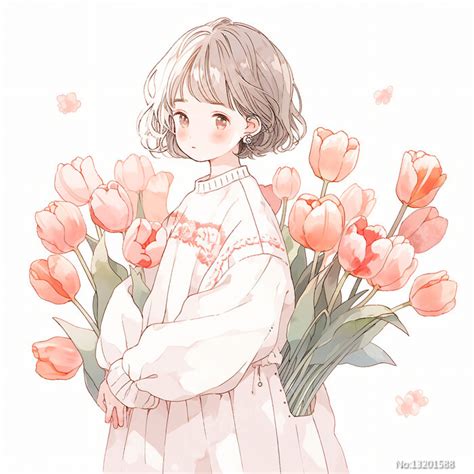 甜美女生头像郁金香女孩