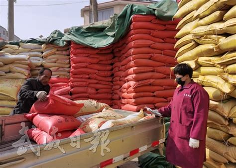 武威市人民政府 图片新闻 凉州区双城镇南安村南安综合商店的工人在给订货的农户配送农资