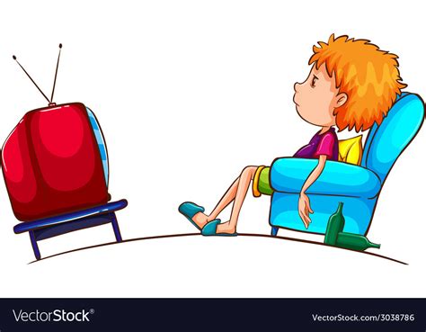 Cartoon family watching tv Royalty Free Vector Image