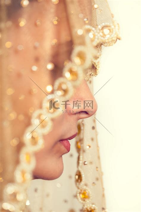 印度美女脸完美化妆婚礼新娘高清图片下载-正版图片504041822-摄图网