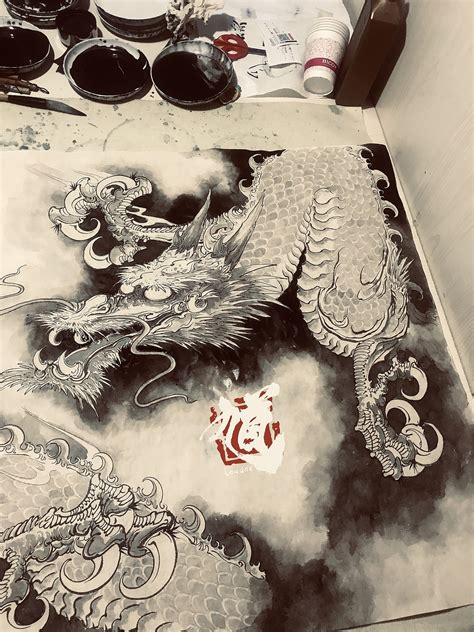 中国龙图/国画龙|水墨龙图60X35cm定制_上海由龍工作室-站酷ZCOOL