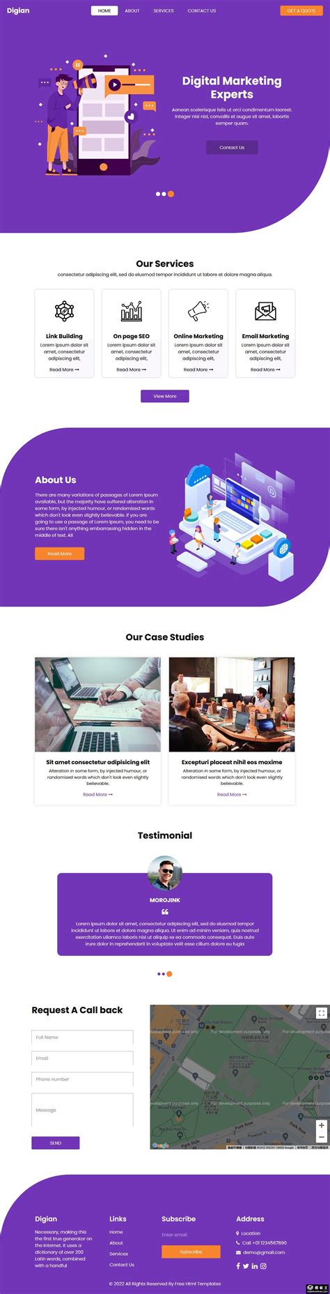 紫色数字营销专家响应式网页模板免费下载html - 模板王