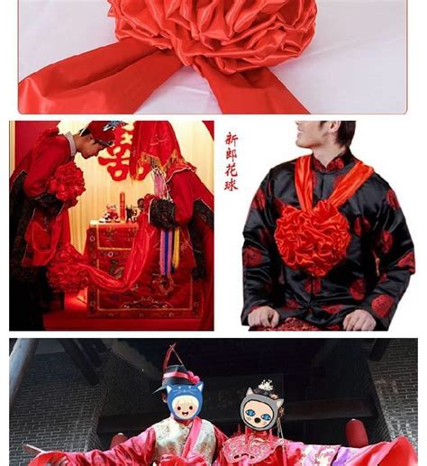 中式婚礼大红花怎样戴,大红花佩戴位置,怎样用红布叠大红花_大山谷图库