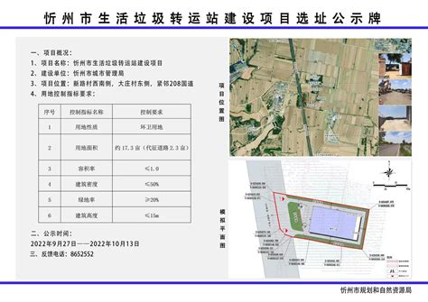 忻州市生活垃圾转运站建设项目选址公示牌