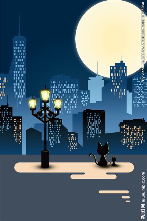 夜猫插画设计图__卡通设计_广告设计_设计图库_昵图网nipic.com
