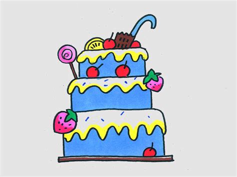 20岁生日蛋糕简笔画 20岁生日蛋糕简笔画图片 | 抖兔教育