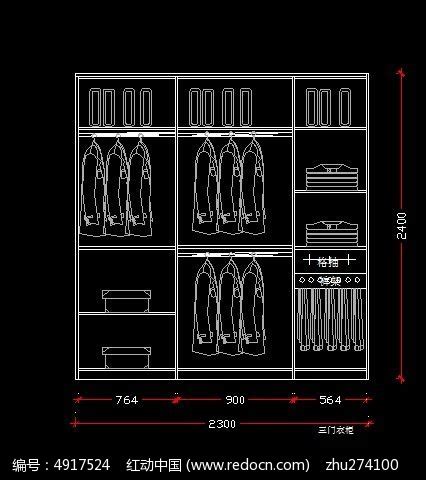 2.3*2.4米宽衣柜设计图纸_红动网