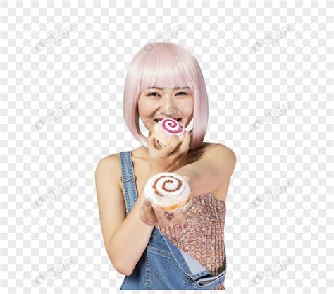 甜美女生头像拿蛋糕真人