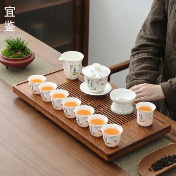定制德化羊脂玉瓷功夫茶具套组陶瓷贴花茶具轻奢商务礼盒装伴手礼-阿里巴巴