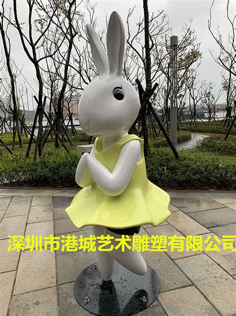 小女孩造型玻璃钢卡通小白兔雕塑定制电话厂家|纯艺术|雕塑|港 ...