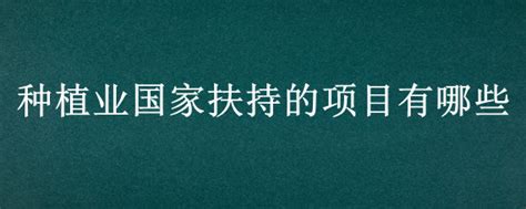 种植业国家扶持的项目有哪些 种植养殖国家扶持政策 - 达达搜