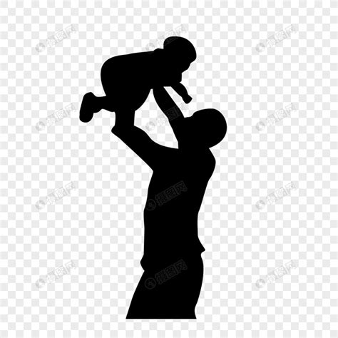 父亲节父亲抱起孩子剪影元素素材下载-正版素材401302324-摄图网