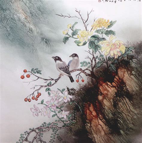 鸟语花香-庆云瓷画-图片