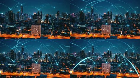 智能数字城市与连接网络互惠互利的城市景观。未来智能无线数字城市和社交媒体网络系统的概念。_1920X1080_高清视频素材下载(编号 ...