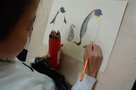 南极企鹅来到了附小美术画面，感觉萌哒哒！
