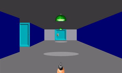Illustration scene of famous old First Person Shooter computer game ...