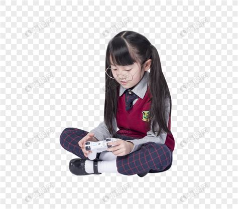 玩游戏的小女孩元素素材下载-正版素材401561151-摄图网