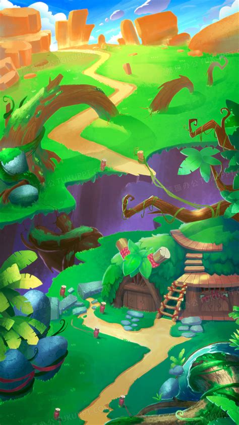 绿色森林梦幻游戏场景PNG图片素材下载_森林PNG_熊猫办公