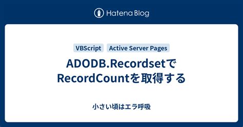 AccessVBA Recordset.RecordCountプロパティ レコード件数を取得する - ray88’s diary