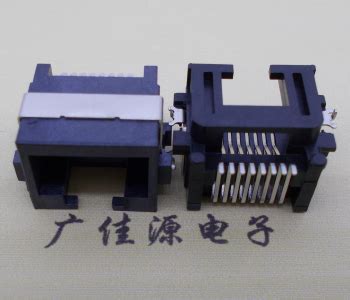 深圳沙井连接器 ，RJ45连接器插座，网络接口 90度插板式18.4MM 连接器