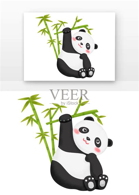 可爱的熊猫竹之味设计元素图片_ID:424758422-Veer图库