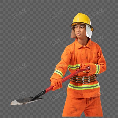 拿铁锹的消防员形象元素素材下载-正版素材401807351-摄图网