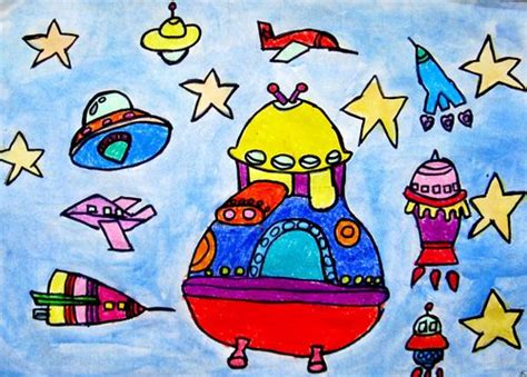 太空飞船儿童科幻画